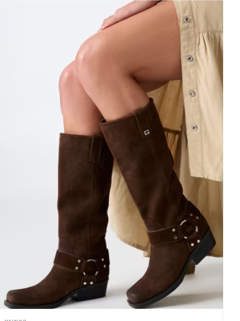 GUESS BROWN SUEDE COWBOY BOOTS
